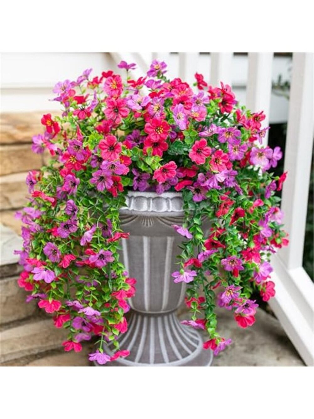 Artificial Daisy Flowers Purple Hot Pink Faux Silk Outdoor Hanging Plants 2Bunch